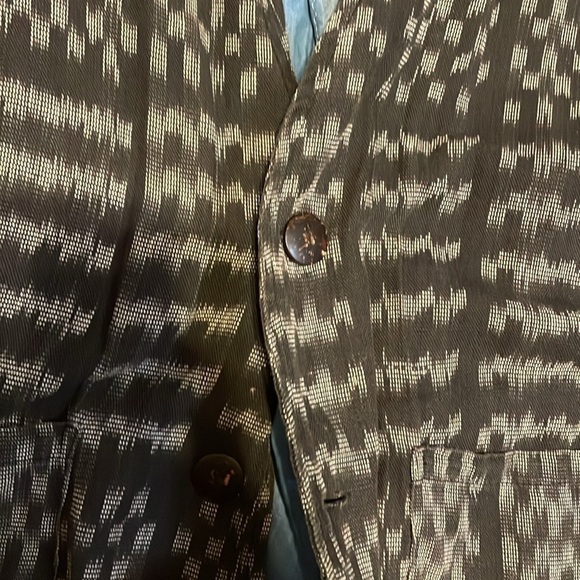 Chicos women’s Medium large vest hand woven vintage pattern black white button - Picture 3 of 7